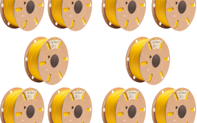 Pack of 10 – Yellow PLA 3D Printer Filament – 1.75mm, 1KG